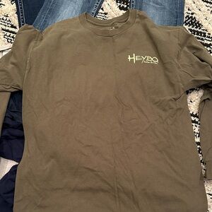 Men's Long Sleeve Heybo Logo Tee - Olive Green